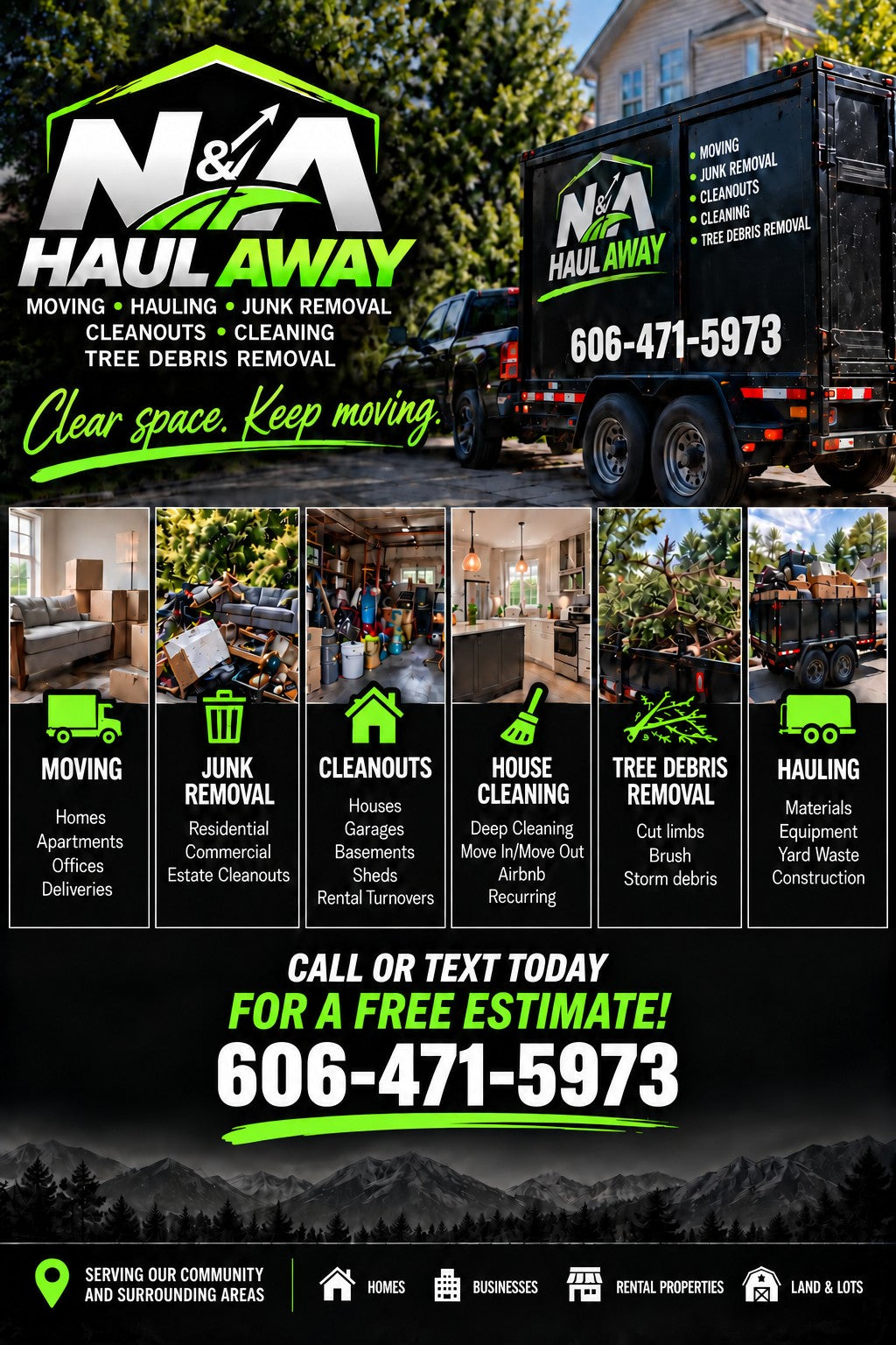 N & A Haul Away — Clear space. Keep moving campaign illustration